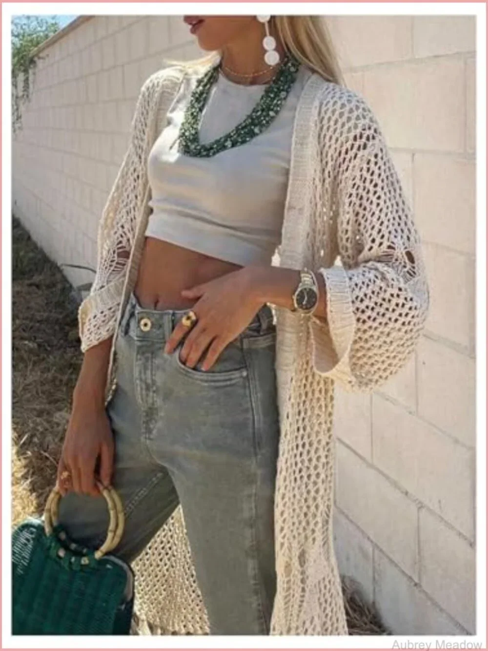 Crochet Cardigan Sweaters Oversized Long Duster Open Front Fringe Lightweight